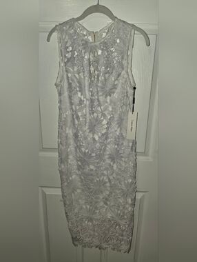 Calvin Klein White Floral Lace Sheath Dress